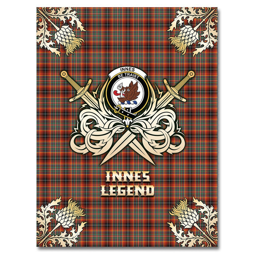 Clan Innes Ancient Tartan Gold Courage Symbol Blanket UR42 Clan Innes Tartan Today