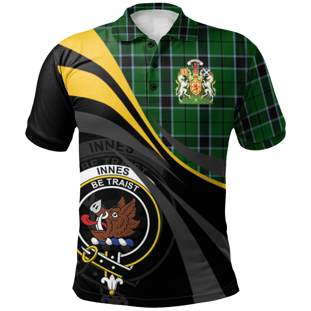 Clan Innes Hunting Tartan Polo Shirt - Royal Coat Of Arms Style DW69 Innes Hunting Tartan Tartan Polo