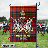 Personalized Custom Name Clan Innes Modern Tartan Garden Flag with Clan Crest and the Golden Sword of Courageous Legacy UB47 - Innes Modern Tartan Design, Scottish Heritage Gift