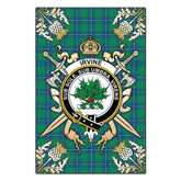 Clan Irvine Ancient Tartan Crest Black Garden Flag - Gold Thistle LF24 Clan Irvine Tartan Today