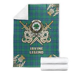 Clan Irvine Ancient Tartan Gold Courage Symbol Blanket BY99 Clan Irvine Tartan Today