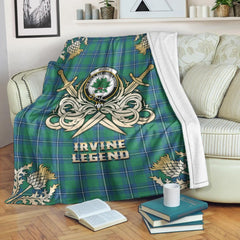 Clan Irvine Ancient Tartan Gold Courage Symbol Blanket BY99 Clan Irvine Tartan Today