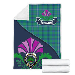 Clan Irvine Tartan Crest Premium Blanket Thistle Style UW10 Clan Irvine Tartan Today