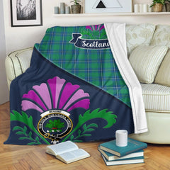 Clan Irvine Tartan Crest Premium Blanket Thistle Style UW10 Clan Irvine Tartan Today