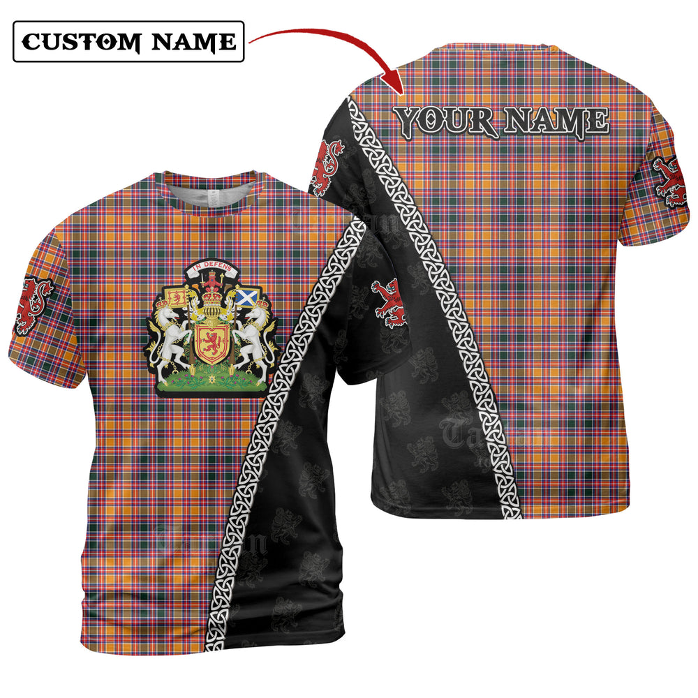 Jacobite Tartan Shirt with Scotland Coat of Arms & Custom Name EF68