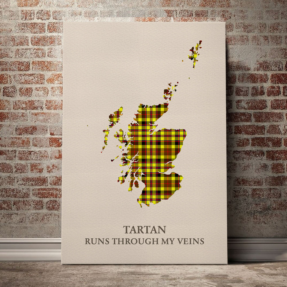 Jardine Tartan Scotland Map Canvas – “Tartan Runs Through My Veins” Wall Art