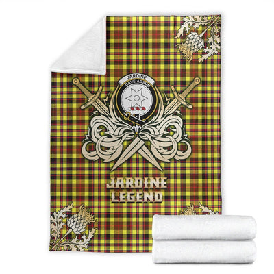Clan Jardine Tartan Gold Courage Symbol Blanket