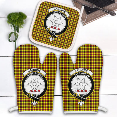 Clan Jardine Tartan Crest Oven Mitt And Pot Holder (2 Oven Mitts + 1 Pot Holder)