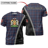 Jewish Tartan Tartan Shirt with Scotland Coat of Arms & Custom Name NV60