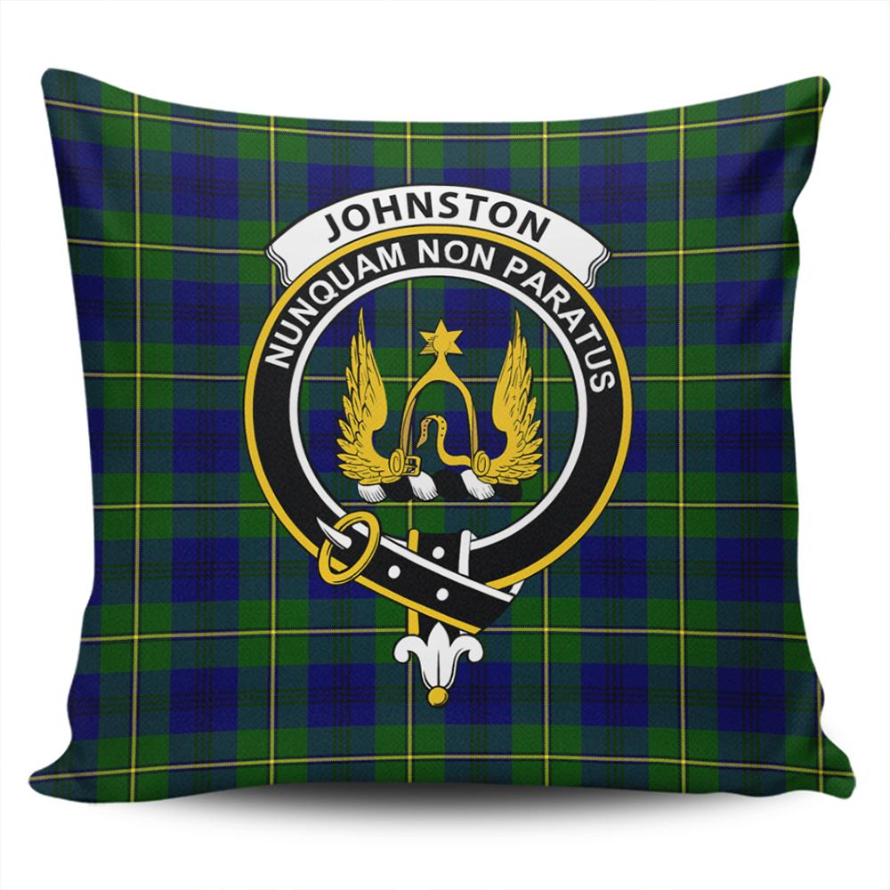 Clan Johnston Modern Tartan Crest Pillow Cover WP22 Clan Johnston Tartan Today
