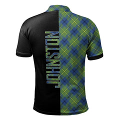 Clan Johnston Ancient Tartan Polo Shirt Half of Me - Cross Style ZW79 Johnston Ancient Tartan Tartan Polo