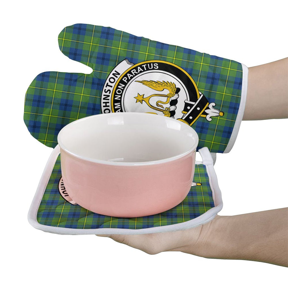 Clan Johnston Ancient Tartan Crest Oven Mitt And Pot Holder (2 Oven Mitts + 1 Pot Holder) EO15 Clan Johnston Tartan Today