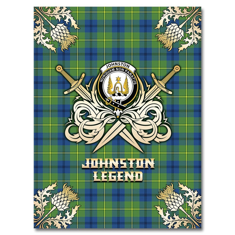 Clan Johnston Ancient Tartan Gold Courage Symbol Blanket TZ21 Clan Johnston Tartan Today