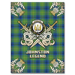 Clan Johnston Ancient Tartan Gold Courage Symbol Blanket TZ21 Clan Johnston Tartan Today