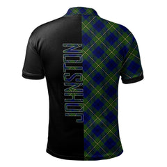 Clan Johnston Modern Tartan Polo Shirt Half of Me - Cross Style BA10 Johnston Modern Tartan Tartan Polo