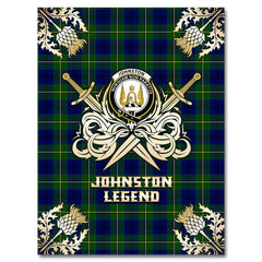 Clan Johnston Modern Tartan Gold Courage Symbol Blanket TV52 Clan Johnston Tartan Today
