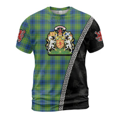 Personalized Clan Johnston Ancient Tartan Shirt with Scotland Coat of Arms & Custom Name NO87