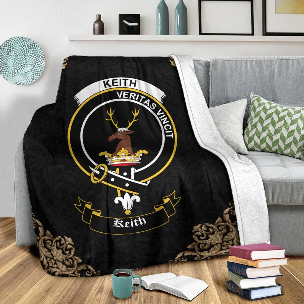 Clan Keith Crest Tartan Premium Blanket Black VK66 Clan Keith Tartan Today