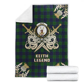 Clan Keith Modern Tartan Gold Courage Symbol Blanket CK61 Clan Keith Tartan Today