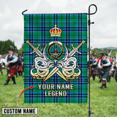 Personalized Custom Name Clan Keith Ancient Tartan Garden Flag with Clan Crest and the Golden Sword of Courageous Legacy QP98 - Keith Ancient Tartan Design, Scottish Heritage Gift