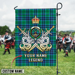 Personalized Custom Name Clan Keith Ancient Tartan Garden Flag with Clan Crest and the Golden Sword of Courageous Legacy QP98 - Keith Ancient Tartan Design, Scottish Heritage Gift