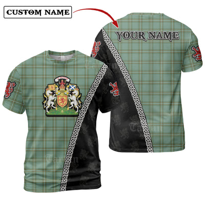 Personalized Clan Kelly Dress Tartan Shirt with Scotland Coat of Arms & Custom Name
