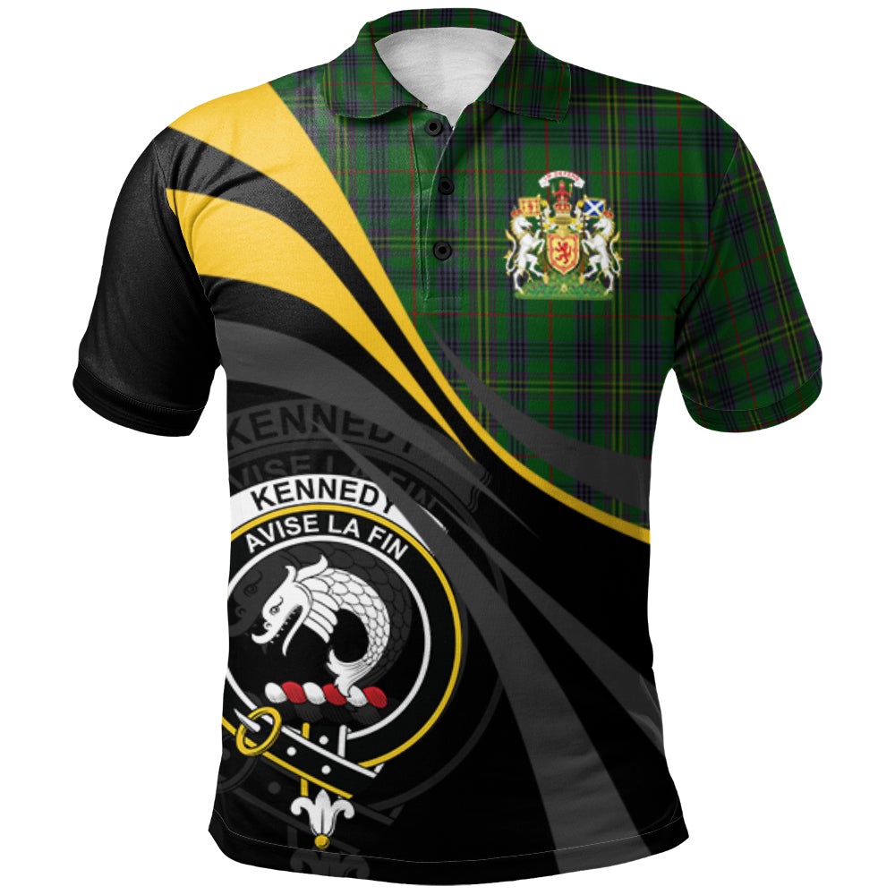 Clan Kennedy Tartan Polo Shirt - Royal Coat Of Arms Style NR18 Kennedy Tartan Tartan Polo