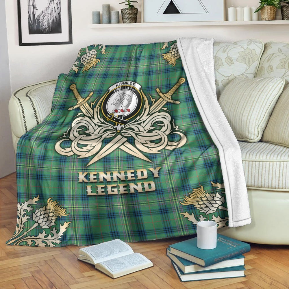 Clan Kennedy Ancient Tartan Gold Courage Symbol Blanket TI97 Clan Kennedy Tartan Today