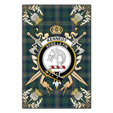 Clan Kennedy Modern Tartan Crest Black Garden Flag - Gold Thistle HY41 Clan Kennedy Tartan Today
