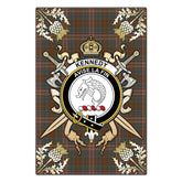 Clan Kennedy Weathered Tartan Crest Black Garden Flag - Gold Thistle HP80 Clan Kennedy Tartan Today