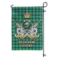 Custom Name Clan Kennedy Ancient Tartan Garden Flag with Clan Crest and the Golden Sword of Courageous Legacy FK11