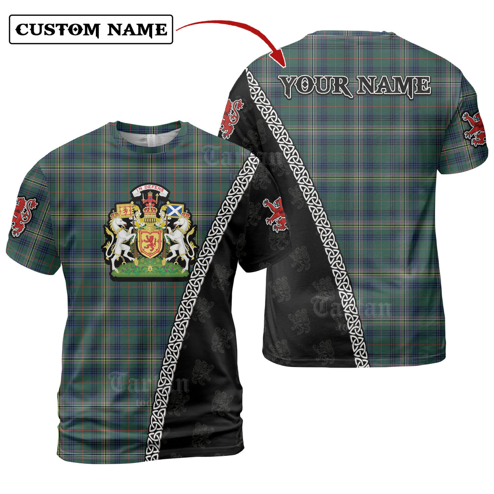 Kennedy Modern Tartan Shirt with Scotland Coat of Arms & Custom Name LL92
