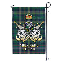 Custom Name Clan Kennedy Modern Tartan Garden Flag with Clan Crest and the Golden Sword of Courageous Legacy HE70