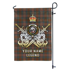 Custom Name Clan Kennedy Weathered Tartan Garden Flag with Clan Crest and the Golden Sword of Courageous Legacy BU37