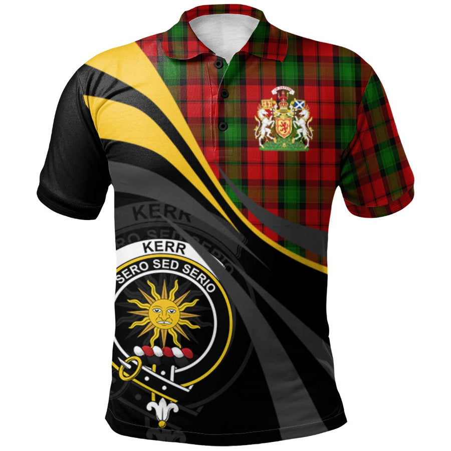 Clan Kerr Tartan Polo Shirt - Royal Coat Of Arms Style PY83 Kerr Tartan Tartan Polo