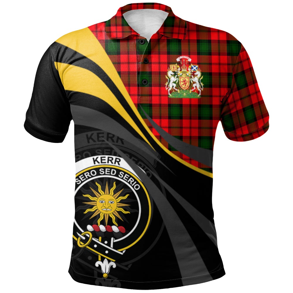 Clan Kerr Modern Tartan Polo Shirt - Royal Coat Of Arms Style UV16 Kerr Modern Tartan Tartan Polo