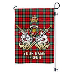 Custom Name Clan Kerr Ancient Tartan Garden Flag with Clan Crest and the Golden Sword of Courageous Legacy FR47