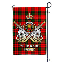 Custom Name Clan Kerr Modern Tartan Garden Flag with Clan Crest and the Golden Sword of Courageous Legacy SP57