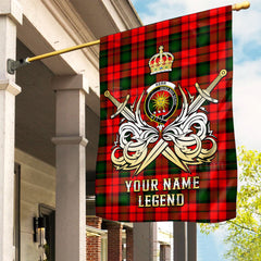Custom Name Clan Kerr Modern Tartan Garden Flag with Clan Crest and the Golden Sword of Courageous Legacy SP57