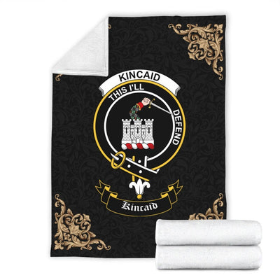 Clan Kincaid Crest Tartan Premium Blanket Black