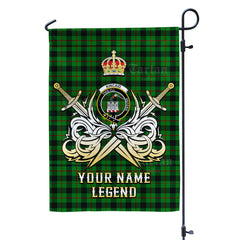 Custom Name Clan Kincaid Tartan Garden Flag with Clan Crest and the Golden Sword of Courageous Legacy VM79
