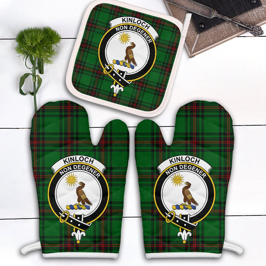 Clan Kinloch Tartan Crest Oven Mitt And Pot Holder (2 Oven Mitts + 1 Pot Holder)