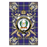 Clan Kinnaird Tartan Crest Black Garden Flag - Gold Thistle IY87 Clan Kinnaird Tartan Today