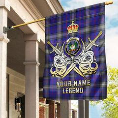 Custom Name Clan Kinnaird Tartan Garden Flag with Clan Crest and the Golden Sword of Courageous Legacy AV98
