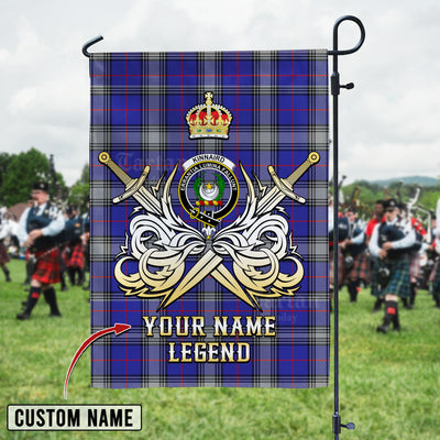 Custom Name Clan Kinnaird Tartan Garden Flag with Clan Crest and the Golden Sword of Courageous Legacy