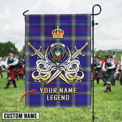 Personalized Custom Name Clan Kinnaird Tartan Garden Flag with Clan Crest and the Golden Sword of Courageous Legacy AV98 - Kinnaird Tartan Design, Scottish Heritage Gift