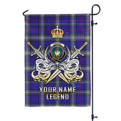 Custom Name Clan Kinnaird Tartan Garden Flag with Clan Crest and the Golden Sword of Courageous Legacy AV98