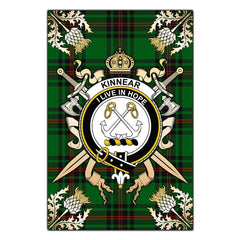 Clan Kinnear Tartan Crest Black Garden Flag - Gold Thistle UK67 Clan Kinnear Tartan Today