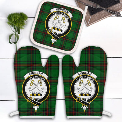 Clan Kinnear Tartan Crest Oven Mitt And Pot Holder (2 Oven Mitts + 1 Pot Holder)