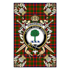 Clan Kinninmont Tartan Crest Black Garden Flag - Gold Thistle EH36 Clan Garden Tartan Today